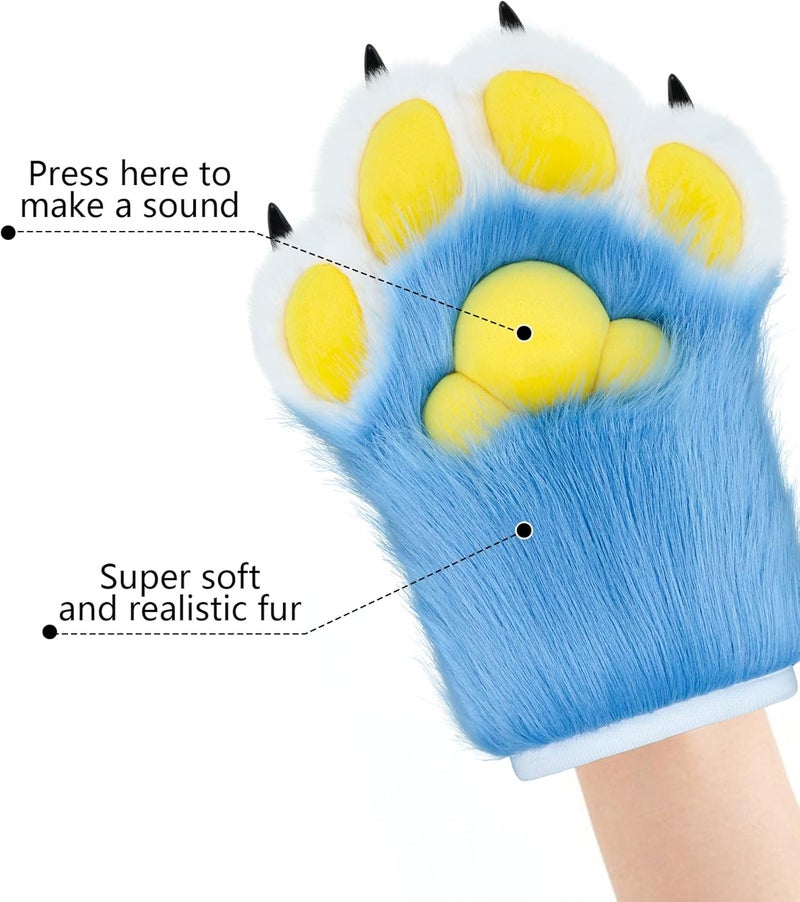 BNLIDES Cosplay Fursuit Paw Gloves Furry Claw Gloves Built-in Whistle Decompression Toys Costume Party Accessories for Adult - Image 3